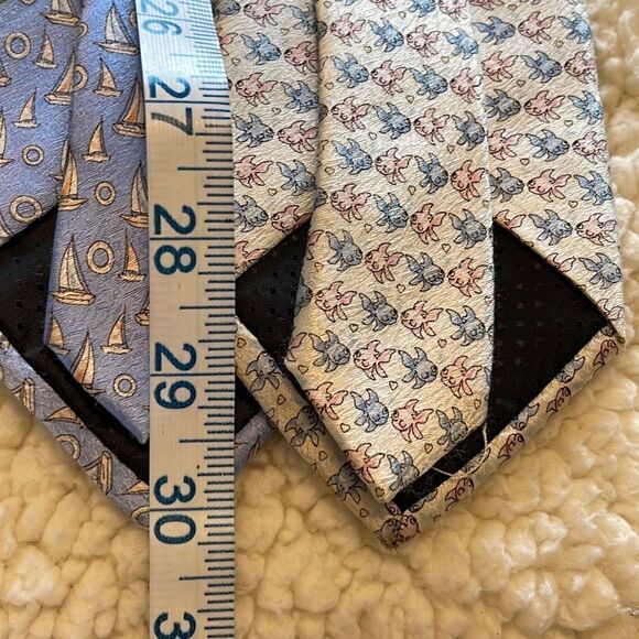 Campia Bundle of 2 100% Silk Ties Fish and Sailboat Print - Picture 7 of 7